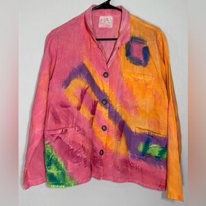 Sloop Jones Virgin Islands Hand‎ Painted Linen Jacket Small Artist Signed